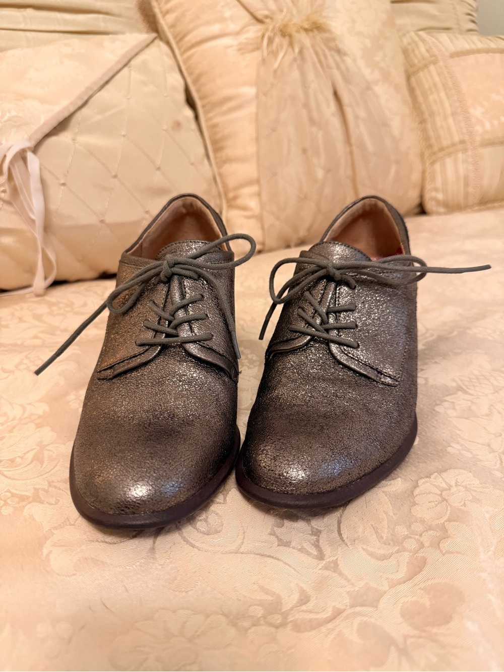 Sofft Metallic Pewter Lace-Up Heels